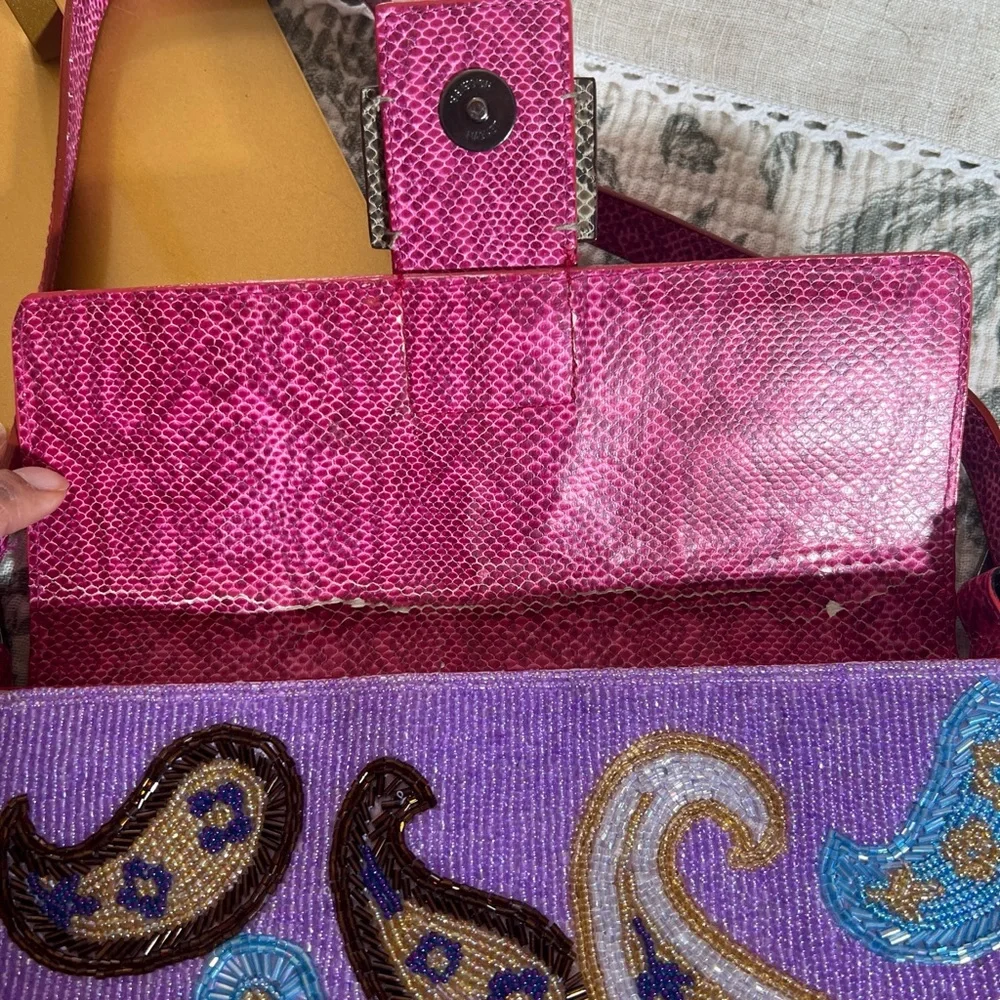 Rare Fendi Purple Beaded Paisley Shoulder Bag - Picture 6 of 12